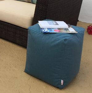 Core Covers Outdoor/Indoor Sunbrella Pouf, 14&quot; x 14&quot;, Cast Lagoon