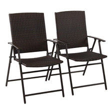 PHI VILLA Patio Rattan Folding Chair Indoor Outdoor Wicker Chair, 2 Pack
