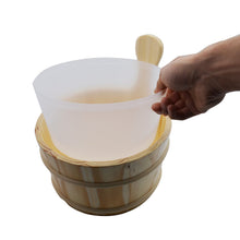 MAYMII 1 Gallon Handmade Wooden Sauna Bucket with Plastic Liner and Ladle SPA Accessory
