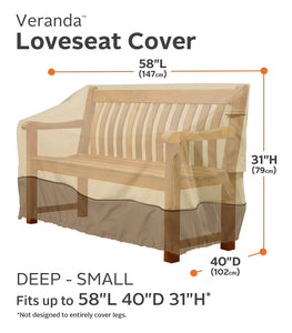 Classic Accessories 55-649-021501-00 Veranda Deep Seating Patio Loveseat Cover, Small