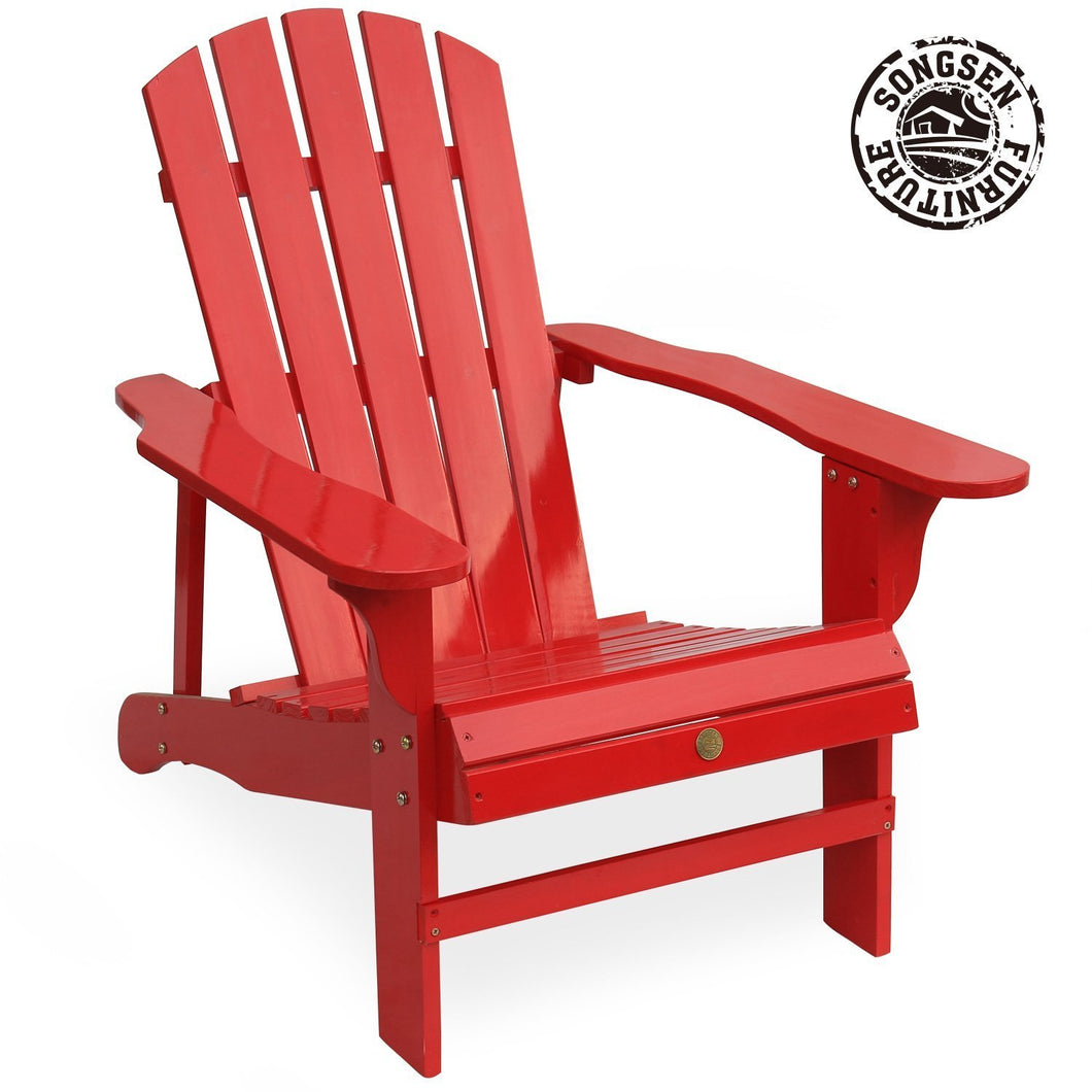 AZBRO Outdoor Wooden Adirondack Chair Lawn Patio Deck Garden Furniture, Red