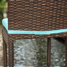 Sundale Outdoor 2 Pcs All Weather Patio Furniture Set Brown Wicker Barstool with Cushions, Blue