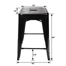 24&rdquo; Counter Height Bar Stools,! (BLACK) by UrbanMod, [Set Of 4] Stackable, Indoor/Outdoor, Kitchen Bar Stools,! 330LB Limit, Metal Bar Stools! Industrial, Galvanized Steel, Counter Stools!