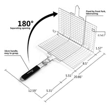 WolfWise Portable 430 Stainless Steel BBQ Barbecue Grilling Basket for Fish Vegetables Steak Shrimp