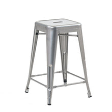 Buschman Set of Four Gray 24 Inches Counter High Tolix-Style Metal Bar Stools, Indoor/Outdoor, Stackable