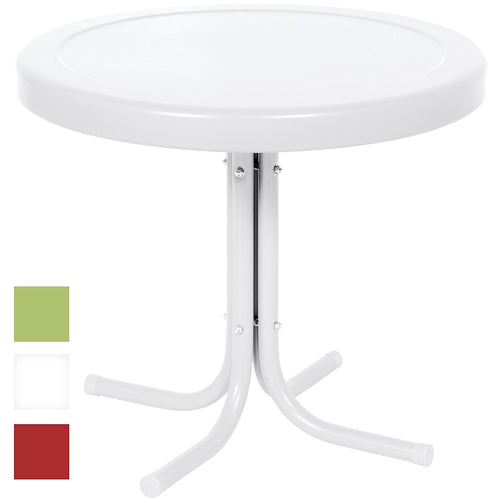 Best Choice Products 22in Modern Round Metal Side Table w/ UV and Weather Resistant Finish - White