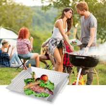 GDEALER BBQ Grill Basket 14"x12" Barbecue Grill Basket Grill Pan for Veggies, Chicken, Meats and Fish, Professional 430 Grade Stainless Steel, Silver