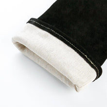 Leather Barbecue Gloves by LeaSeek - Heat Resistant and Flame Retardant Welding Gloves and Fireplace Gloves and Grill Gloves and BBQ Gloves, Heavy duty, Black - 14 "