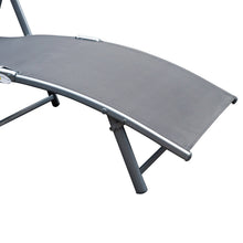 Outsunny Sling Fabric Patio Reclining Chaise Lounge Chair Tri-Folding 5 Position Adjustable Outdoor Deck with Cushion - Gray