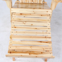 Wooden Adirondack Chair Painted With Clear Lacquer With Adjustable Footstool