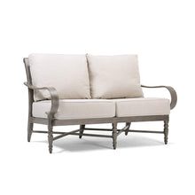 Blue Oak Outdoor Saylor Patio Furniture Loveseat with Outdura Remy Sand Cushion