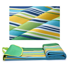 Outmall Beach Blanket, Portable Foldable Waterproof Sandproof Mat Outdoor Travel Camping Picnic Blanket Tote for BBQ Hiking Backyard Grass Sports and Games - 79" L x 57" W Size (Green Stripe)