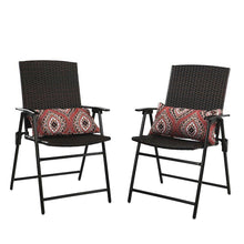 PHI VILLA Patio Rattan Folding Chair Indoor Outdoor Wicker Chair, 2 Pack