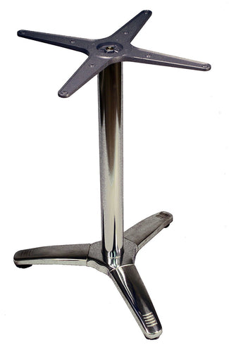 ATC Econox Stainless Steel Clad 3-Leg Table Base with Aluminum Column and Spyder, 18" L x 18" W x 27-1/2" H