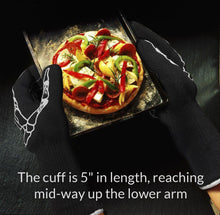 STEMAJ Heat Resistant Gloves 932F - BBQ Gloves - Grilling Gloves - Fire Resistant Gloves - Cut Resistant - for Cooking, BBQ, Oven, Fireplace - 5" Cuff for Extra Forearm Protection (Skeleton)