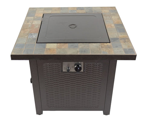 AZ Patio GFT-60843 30" Propane Square Slate Fire Pit, Slate Top