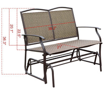 HollyHOME Patio Swing Glider Bench for 2 person, Garden Chair Rocking Loveseat, All Weatherproof, Brown