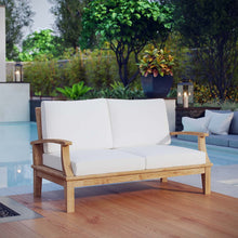 Modway Marina Teak Wood Outdoor Patio Loveseat in Natural White