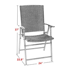 PHI VILLA Patio Rattan Folding Chair Indoor Outdoor Wicker Chair, 2 Pack