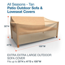 Budge All-Seasons Outdoor Patio Sofa Cover, Extra Extra Large (Tan)