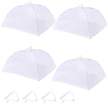 4 Packs Pop-up Mesh Food Covers and 4 Tablecloth Clips,Reusable and Collapsible Outdoor Food Tents Keep Out Flies,Bugs,Mosquitoes.Tablecloth Clamps Will Keep Your Picnic Tablecloth in Place,17 Inches