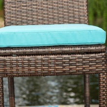 Sundale Outdoor 2 Pcs All Weather Patio Furniture Set Brown Wicker Barstool with Cushions, Blue