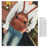 Basilion Retro Cat Cute Daily Field Trip Backpack Casual Mini Student Bag