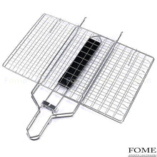 Grilling Basket,FOME Portable Stainless Steel BBQ Grilling Basket with Wooden Handle for Fish,Steak,Shrimp,Vegetables Professional-Grade Grilling Basket for 2-3 people 21.06X8.85X0.7in