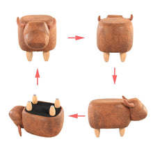 Upholstered Ride-on Ottoman Footrest Stool with Vivid Adorable Animal-Like Features, without Storage (Brown Buffalo)