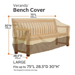 Classic Accessories Veranda Patio Bench Cover - Durable and Water Resistant Patio Set Cover, Large (55-647-011501-00)