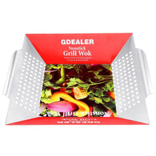 GDEALER BBQ Grill Basket 14"x12" Barbecue Grill Basket Grill Pan for Veggies, Chicken, Meats and Fish, Professional 430 Grade Stainless Steel, Silver