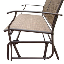 HollyHOME Patio Swing Glider Bench for 2 person, Garden Chair Rocking Loveseat, All Weatherproof, Brown