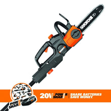 Worx WG323 10-in Cordless 20V Pole/Chainsaw with Auto-Tension and Auto-Oiling and 2 Piece Tube