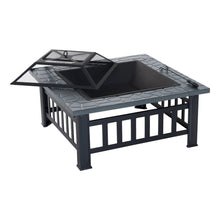 Outsunny 32" Metal Square Outdoor Patio Backyard Fire Pit with Cover