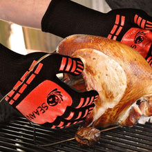 SEAAN Kitchen Cooking Oven Mitts- 932&deg;F Extreme Heat Proof BBQ Grilling Gloves - Outdoor and Indoor Heat Resistant Kitchen Gloves-Five Fingers Oven Gloves Set-1 Pair Suitable for Men and Women