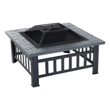 Outsunny 32" Metal Square Outdoor Patio Backyard Fire Pit with Cover
