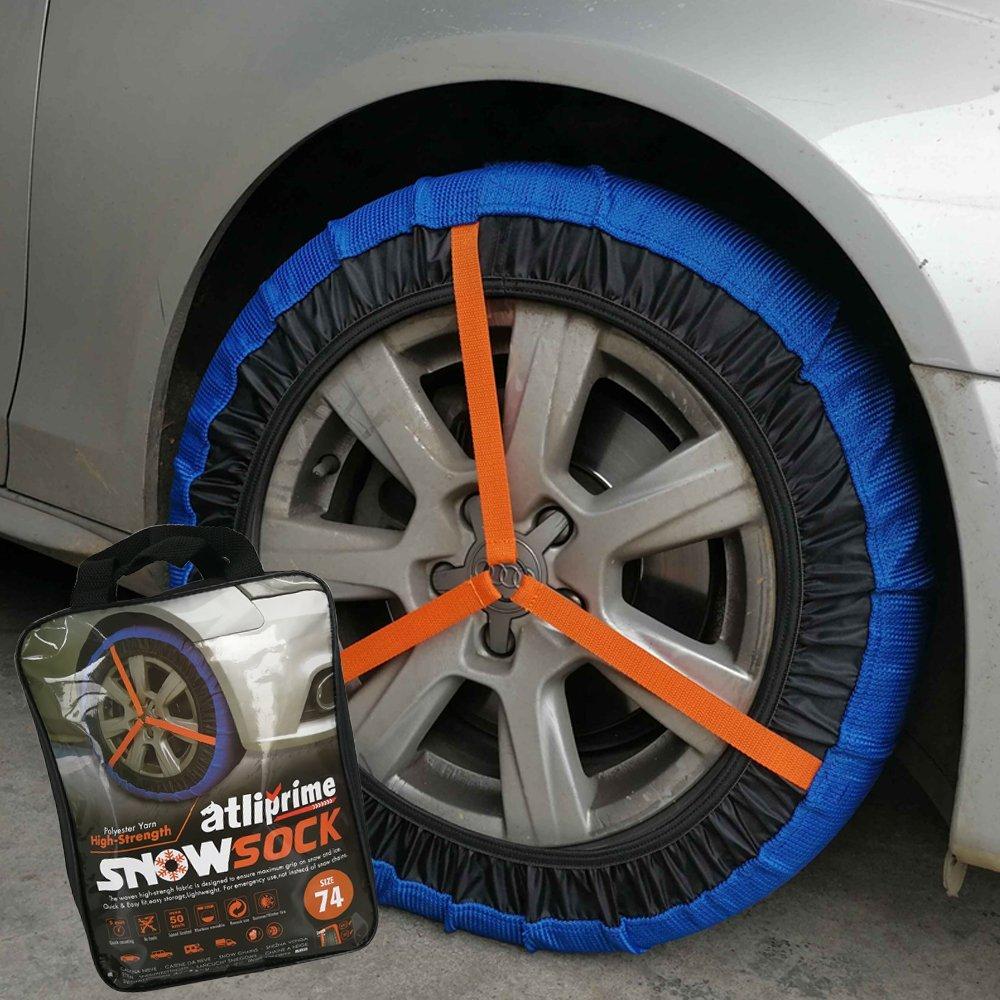 atliprime 2pcs Anti-Skid Safety Ice Mud Tires Snow Chains Auto Snow Chains Fabric Tire Chains Auto Snow Sock on Ice and Snowy Road (AT-SB74)