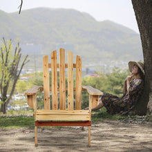 Wooden Adirondack Chair With Clear Lacquer Painted Garden Furniture