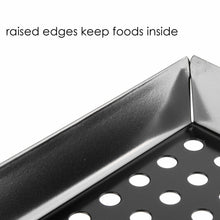 Waykea Non-stick Vegetable Grill Basket with Handle, 12-inch Rectangle Pan BBQ Accessory for Grilling Veggie, Fish, Shrimp, Meat, Camping Cookware