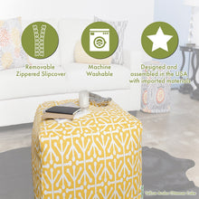 Majestic Home Goods Links Indoor / Outdoor Bean Bag Ottoman Pouf Cube, 17" x 17" x 17" (Navy Blue)