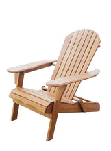 Solid Eucalyptus Wood Foldable Adirondack Chair in Natural Color. Ergonomic design and Can be folded for storage or bringing to picnics by Amayo Home