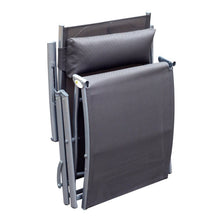 Outsunny Sling Fabric Patio Reclining Chaise Lounge Chair Tri-Folding 5 Position Adjustable Outdoor Deck with Cushion - Gray