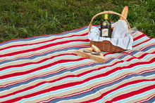 Clara Clark 58" x 78" Camping Beach Picnic Outdoor Blanket, X-Large, Red/Blue/Beige