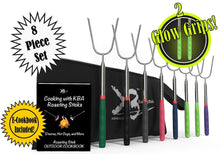 Marshmallow Roasting sticks - 45 inch Extendable Set of 8 S'mores skewers | Hot Dogs, Sausage, Vegetables and Kabobs | Telescoping Stainless Steel Cookware | Campfire Forks by KIKNBAC Assets