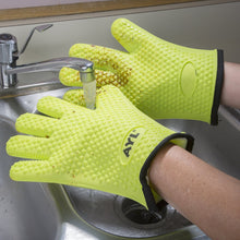 AYL Silicone Cooking Gloves - Heat Resistant Oven Mitt for Grilling, BBQ, Kitchen - Safe Handling of Pots and Pans - Cooking and Baking Non-Slip Potholders - Internal Protective Cotton Layer