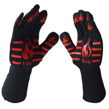 I-Live 932&deg;F Extreme Heat Resistant Gloves Set of 2 - Kitchen/Outdoor Hand Protection Gloves with Five Fingers - Use As Oven Glove, Pot Holders, BBQ Grilling Gloves for Grilling,Cooking,Backing