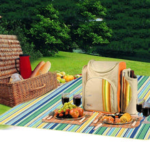 Outmall Beach Blanket, Portable Foldable Waterproof Sandproof Mat Outdoor Travel Camping Picnic Blanket Tote for BBQ Hiking Backyard Grass Sports and Games - 79" L x 57" W Size (Green Stripe)