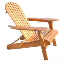 Solid Eucalyptus Wood Foldable Adirondack Chair in Natural Color. Ergonomic design and Can be folded for storage or bringing to picnics by Amayo Home