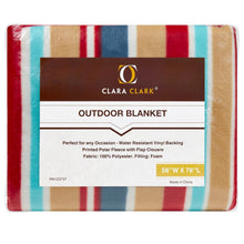 Clara Clark 58" x 78" Camping Beach Picnic Outdoor Blanket, X-Large, Red/Blue/Beige