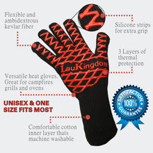 LauKingdom BBQ Grilling Cooking Glove 932&deg;F Extreme Heat Resistant Oven Mitts and BBQ Accessories